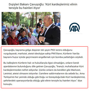 Mevlüt Çavuşoğlu: “PKK’nın Kürt Kardeşlerimizle Bi